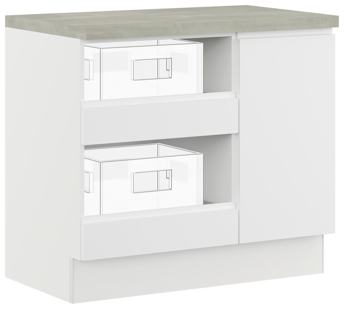 UNTERSCHRANK  - Weiss, Basics, Holzwerkstoff (100/91,8/58cm) - Impuls