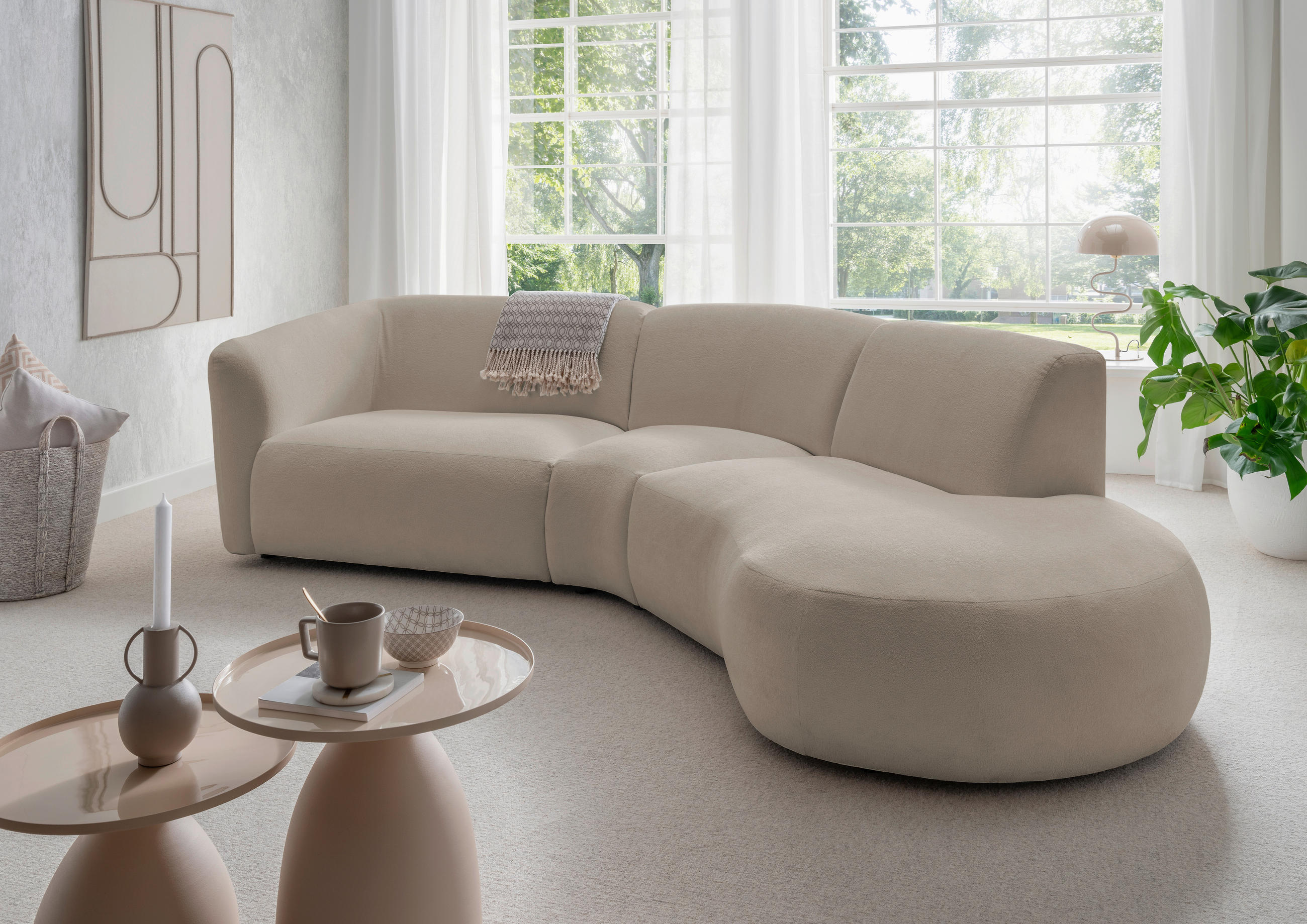 ECKSOFA in Mikrofaser Taupe  - Taupe/Schwarz, Modern, Kunststoff/Textil (276/182cm) - Livetastic