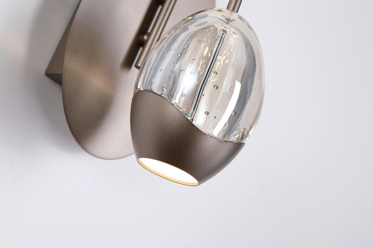 LED-WANDLEUCHTE   - Champagner/Transparent, Trend, Glas/Metall (25,5/13/19cm)