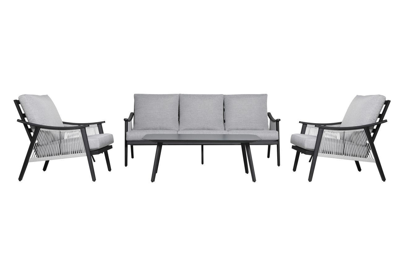 VRTNA GARNITURA   metal, staklo, tekstil  crna, svijetlo siva  - svijetlo siva/crna, Moderno, staklo/metal