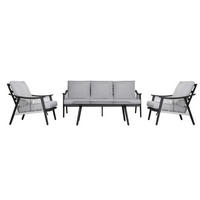 VRTNA GARNITURA   metal, staklo, tekstil  crna, svijetlo siva  - svijetlo siva/crna, Moderno, staklo/metal