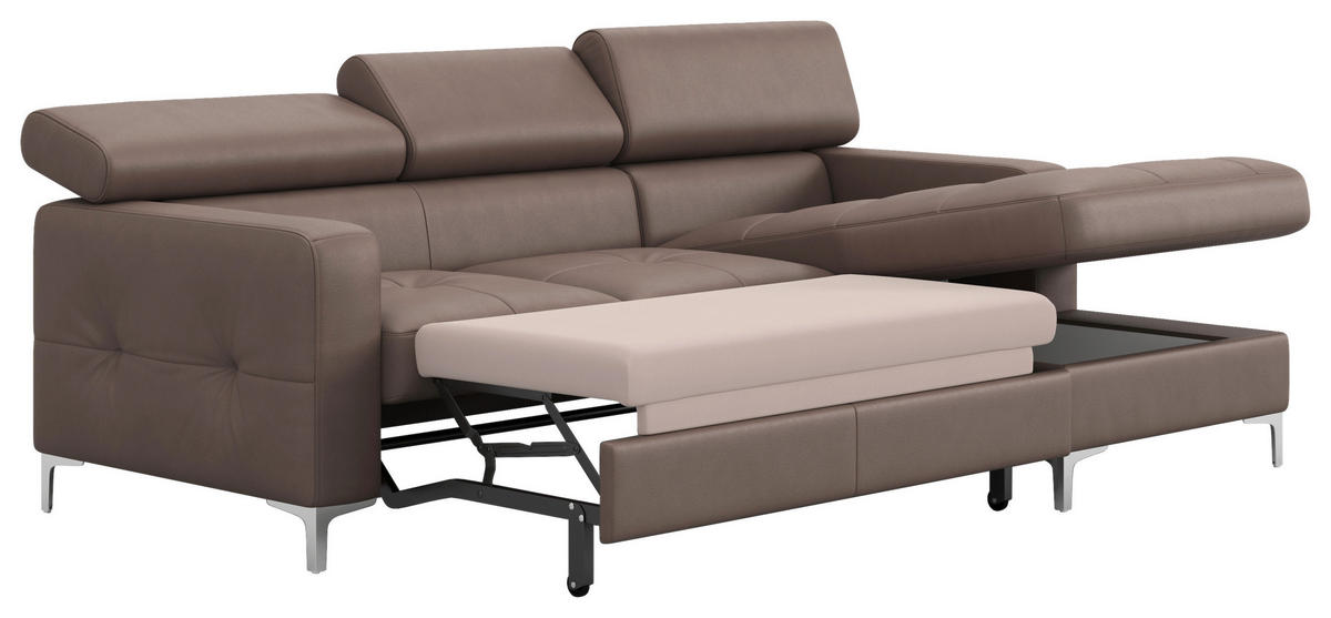 ECKSOFA in Echtleder Hellbraun  227/168 cm  - Chromfarben/Hellbraun, Design, Leder/Metall (227/168cm) - Livetastic