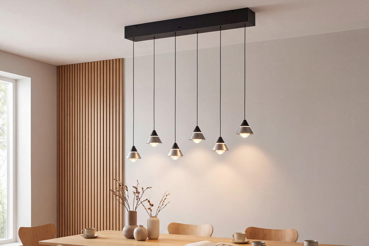 LED-HÄNGELEUCHTE Romeo 75/10/200 cm   - Transparent/Schwarz, Design, Kunststoff/Metall (75/10/200cm) - Trio Leuchten