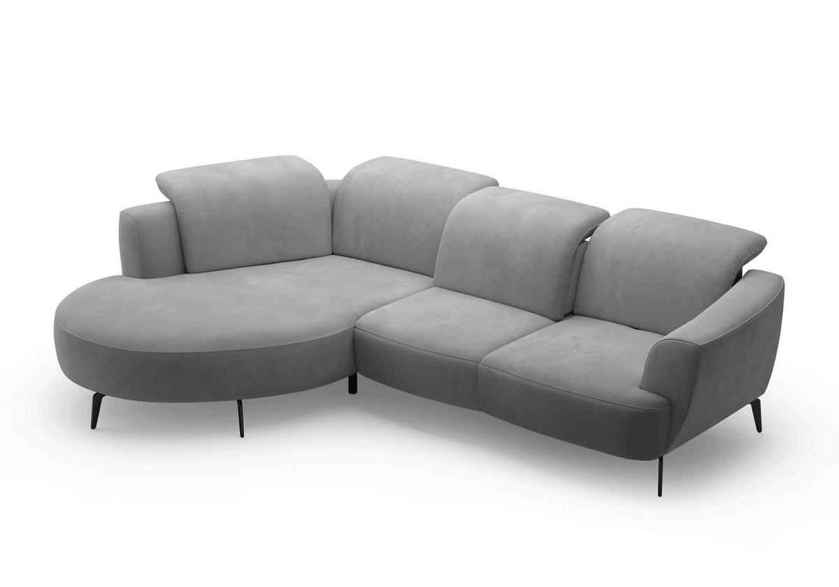 ECKSOFA in Flachgewebe Grau  199/309 cm  - Schwarz/Grau, KONVENTIONELL, Textil/Metall (199/309cm) - Sit & More