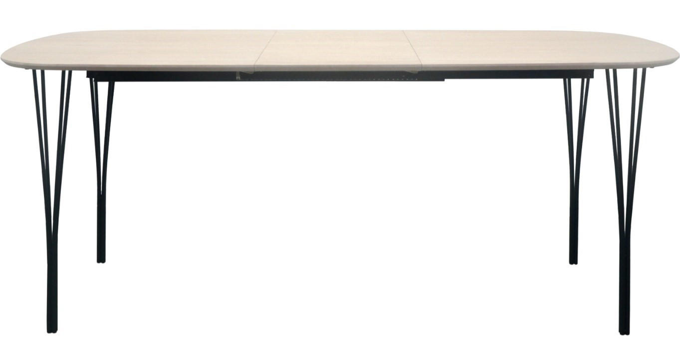 MATBORD svart, ek Bianco  utdragbar, finns i olika trädekorer  - ek Bianco/svart, Design, metall/trä (140-220/76/80cm) - Best Price