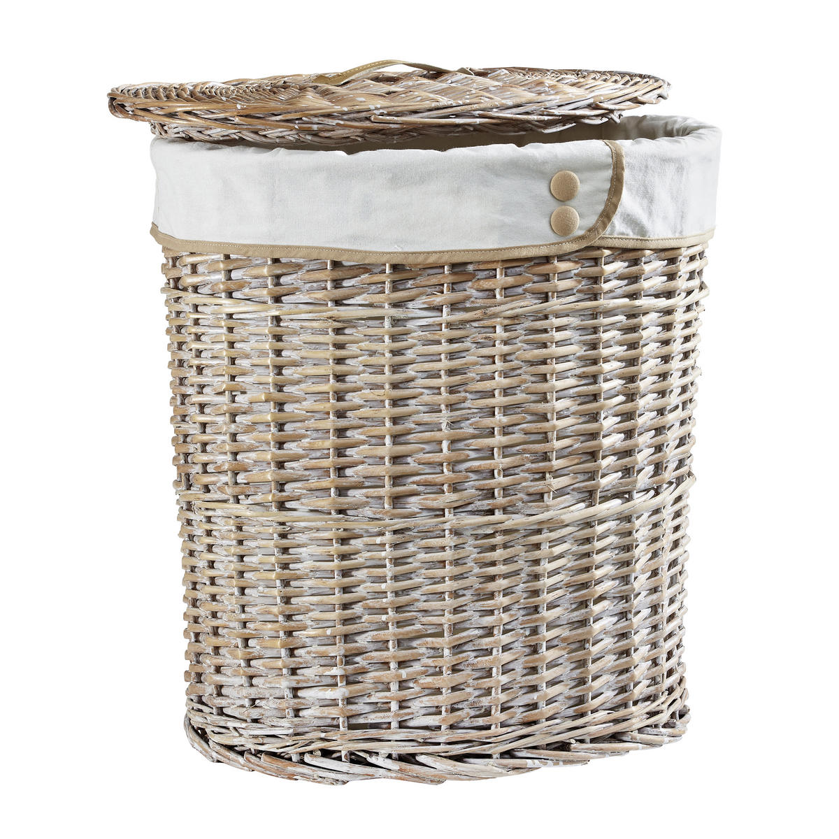 WÄSCHETONNE - Naturfarben/Weiß, LIFESTYLE, Holz/Textil (44/30/48cm) - Landscape