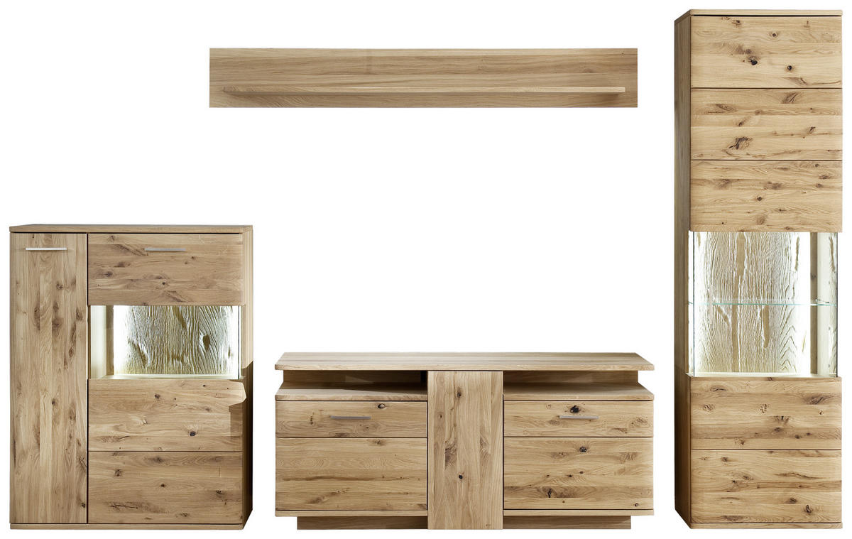 OBÝVACÍ STĚNA, sukový dub, barvy dubu - barvy dubu/černá, Design, kov/dřevo (320/208/45cm) - Livetastic