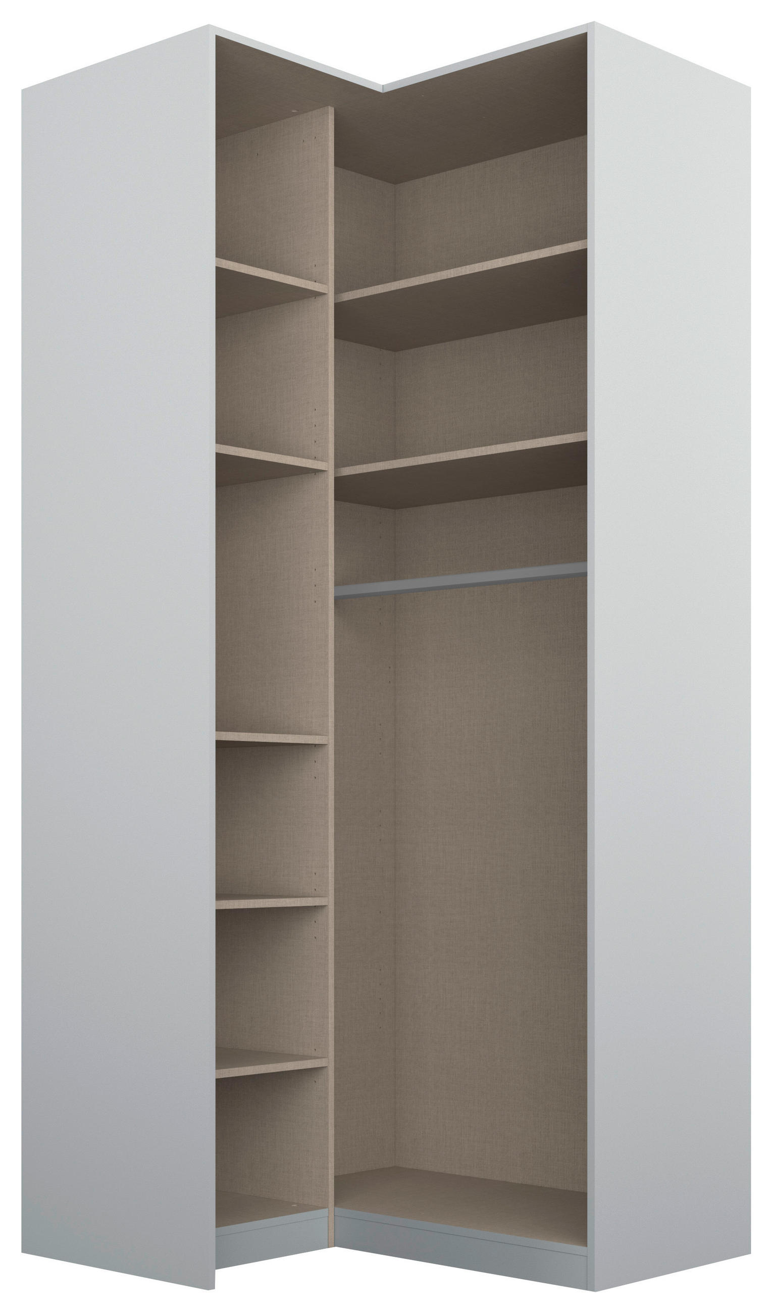 ECKKLEIDERSCHRANK 100/229/102 cm  - Silberfarben/Hellgrau, Modern, Holzwerkstoff (100/229/102cm) - Rauch Möbel