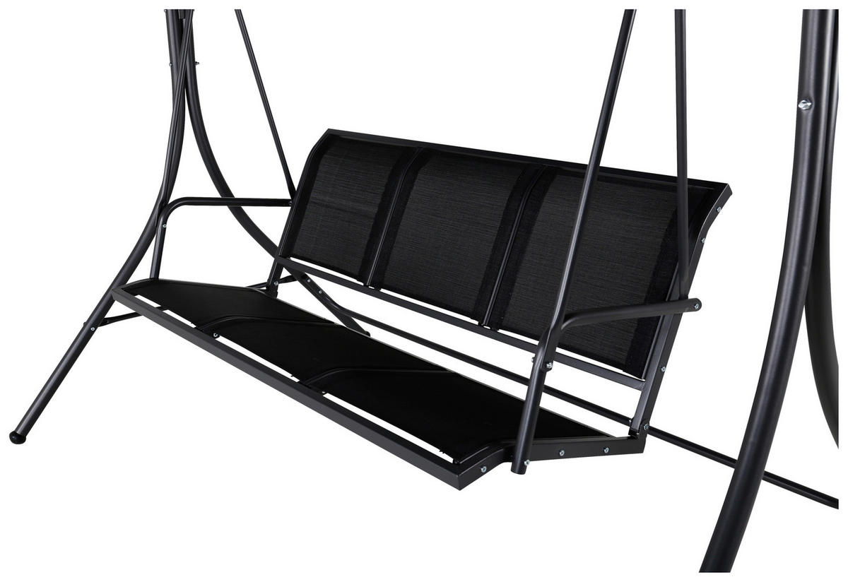 HOLLYWOODSCHAUKEL 204/163/130 cm  - Schwarz, KONVENTIONELL, Textil/Metall (204/163/130cm) - Gardenson