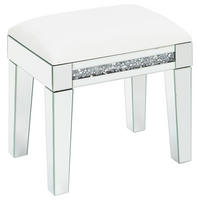 HOCKER Lederlook Silberfarben, Weiß  - Silberfarben/Weiß, LIFESTYLE, Glas/Textil (50/47,5/35cm) - Xora