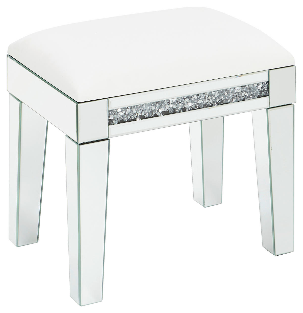 HOCKER Lederlook Silberfarben, Weiß  - Silberfarben/Weiß, LIFESTYLE, Glas/Textil (50/47,5/35cm) - Xora