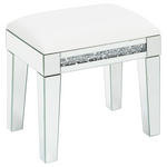 HOCKER Lederlook Silberfarben, Weiß  - Silberfarben/Weiß, LIFESTYLE, Glas/Textil (50/47,5/35cm) - Xora