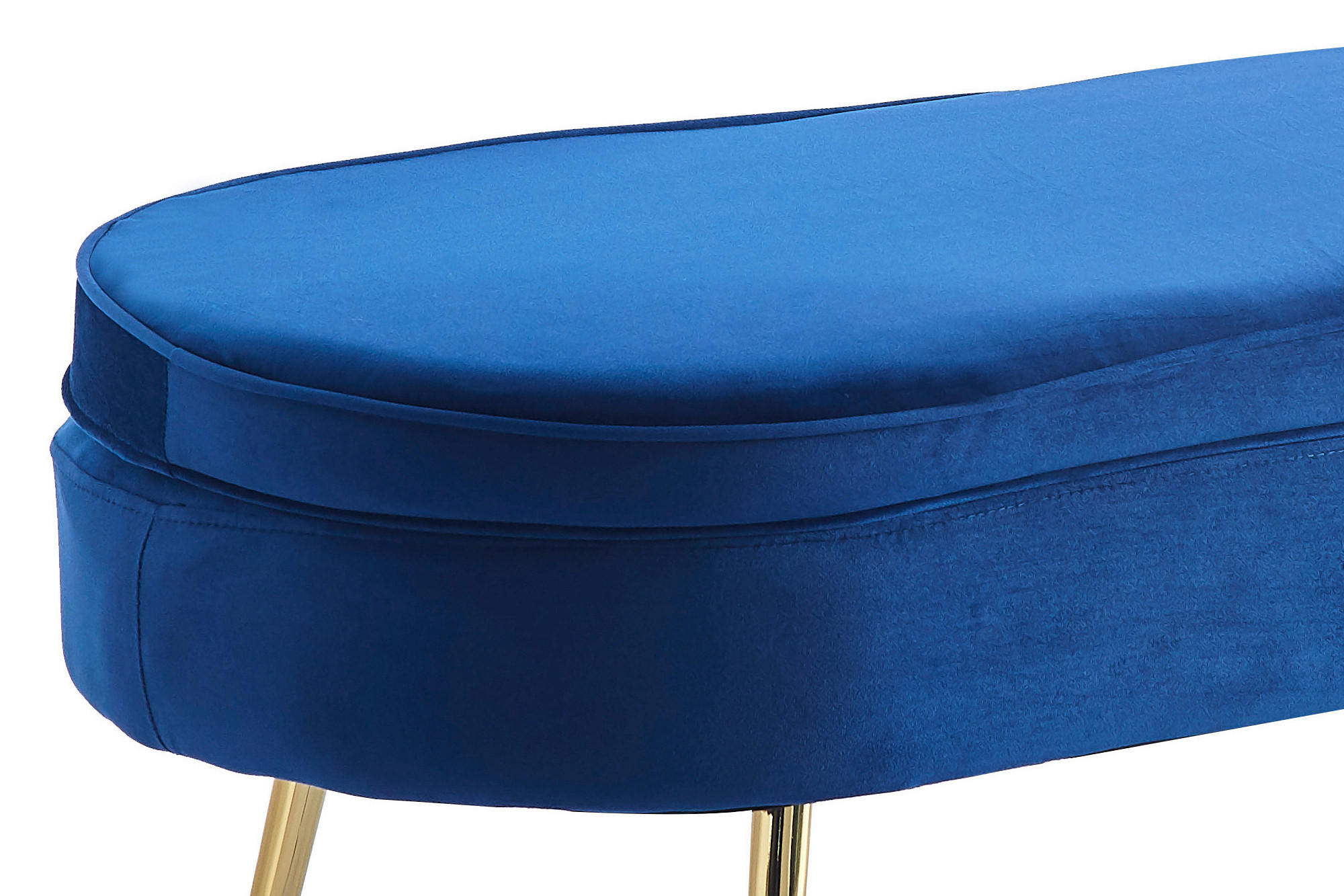 HOCKER in Textil Dunkelblau - Goldfarben/Dunkelblau, MODERN, Textil/Metall (99/40/44cm) - Livetastic