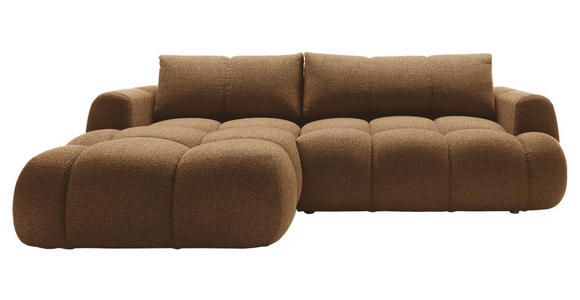 ECKSOFA Dunkelbraun Struktur Rückenkissen, Bettkasten, Schlaffunktion, Rücken echt, Liegefläche im Originalstoff  - Dunkelbraun/Schwarz, KONVENTIONELL, Kunststoff/Textil (172/272cm) - Carryhome