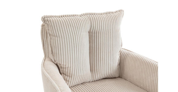 BARHOCKER Cord Beige Eisen Stoffauswahl, Sitzfläche 360° drehbar, inklusive Armlehnen  - Beige/Schwarz, Design, Textil/Metall (54/101-122/58cm) - Novel