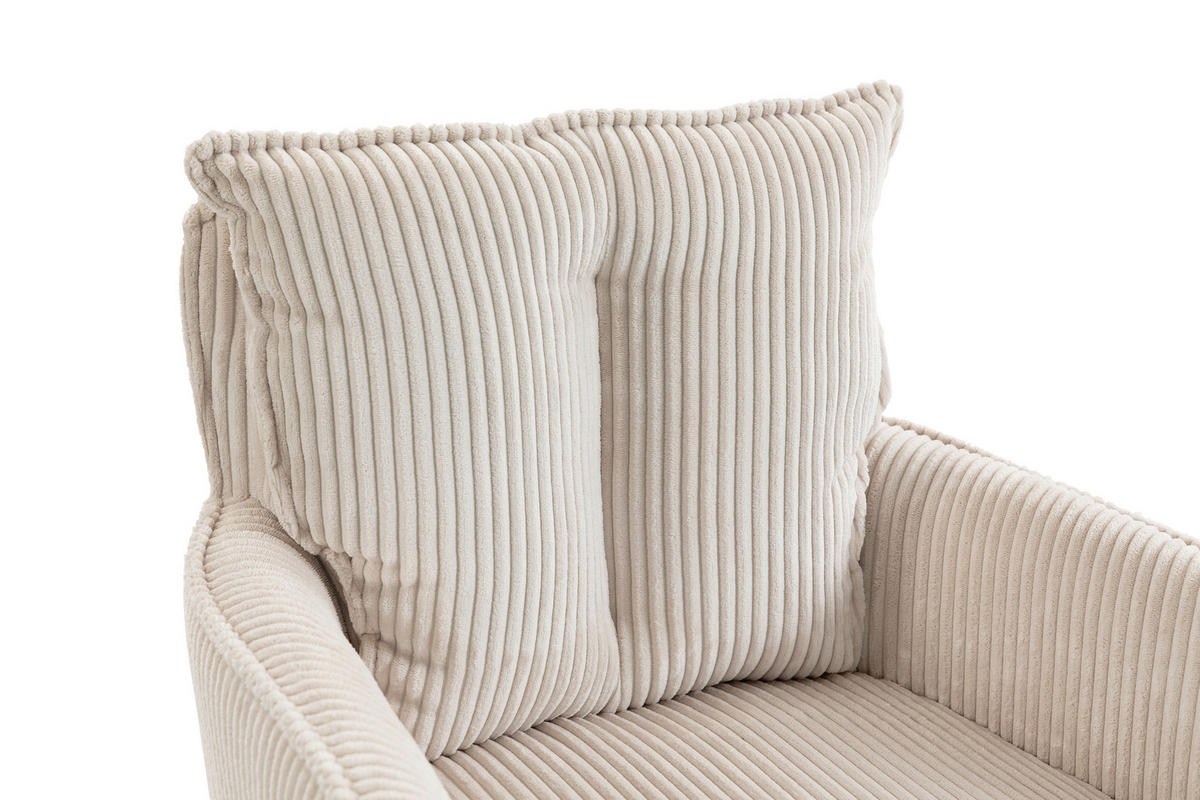 BARHOCKER Cord Beige Eisen Stoffauswahl, Sitzfläche 360° drehbar, inklusive Armlehnen  - Beige/Schwarz, Design, Textil/Metall (54/101-122/58cm) - Novel