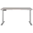 SCHREIBTISCH höhenverstellbar  - Kaschmir/Silberfarben, MODERN, Holzwerkstoff/Metall (140/80/72-118cm) - Novel