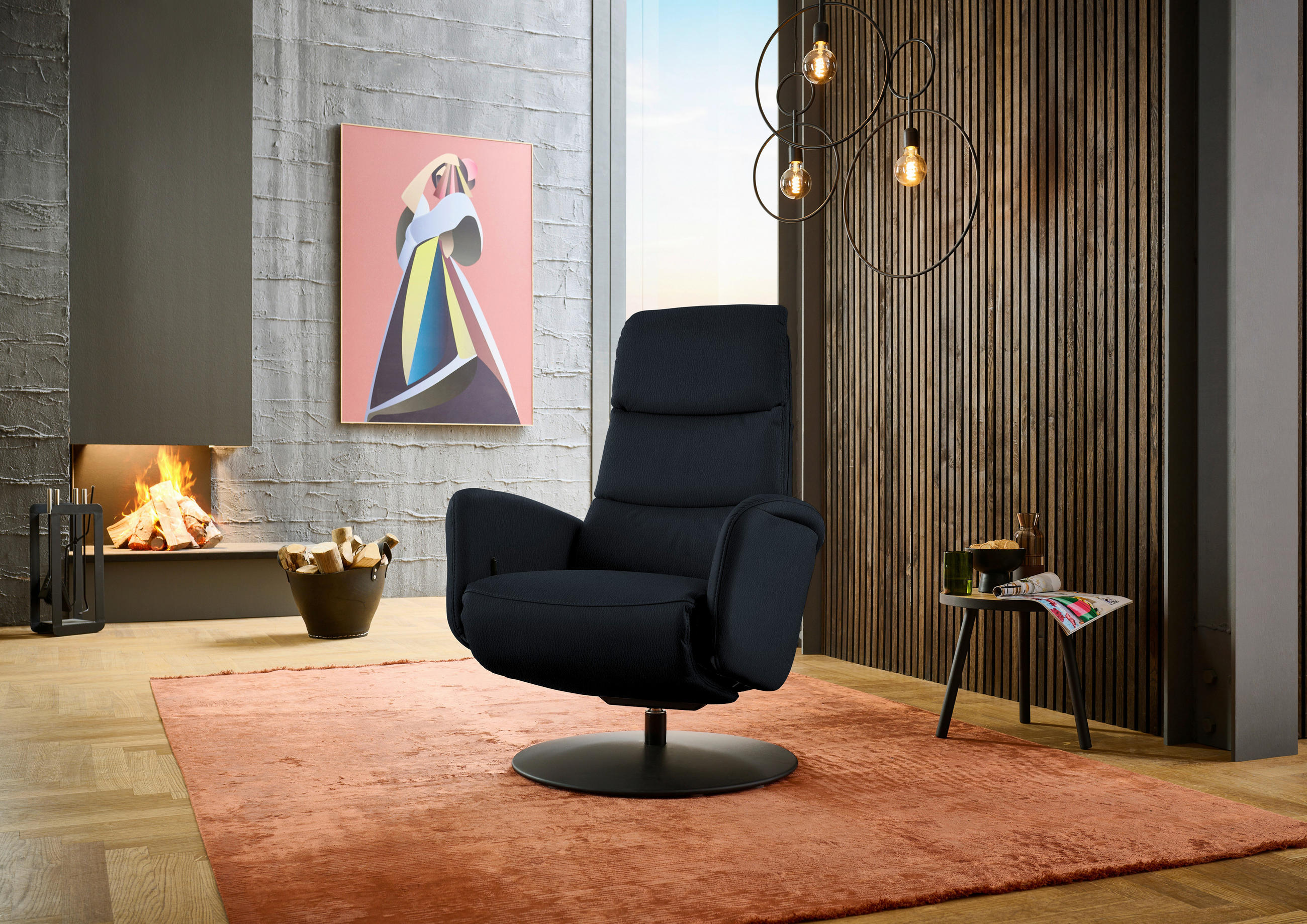 RELAXSESSEL in Leder Dunkelblau  - Schwarz/Dunkelblau, Design, Leder/Metall (76/108/86cm) - Dieter Knoll