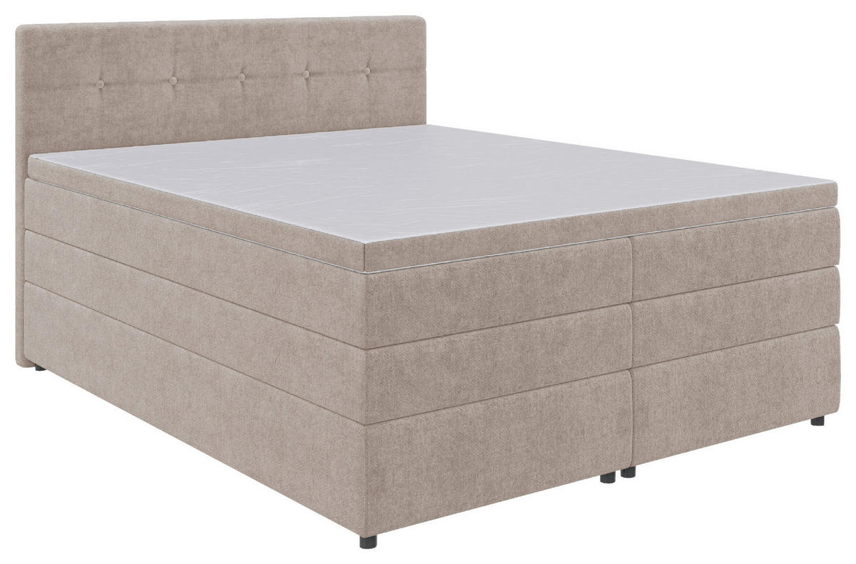 BOXSPRINGBETT 160/200 cm  in Beige  - Beige/Schwarz, Konventionell, Kunststoff/Textil (160/200cm) - Carryhome