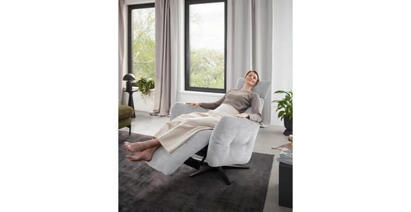 RELAXSESSEL in Textil Hellgrau  - Hellgrau/Schwarz, Design, Textil/Metall (82/113/90cm) - Dieter Knoll