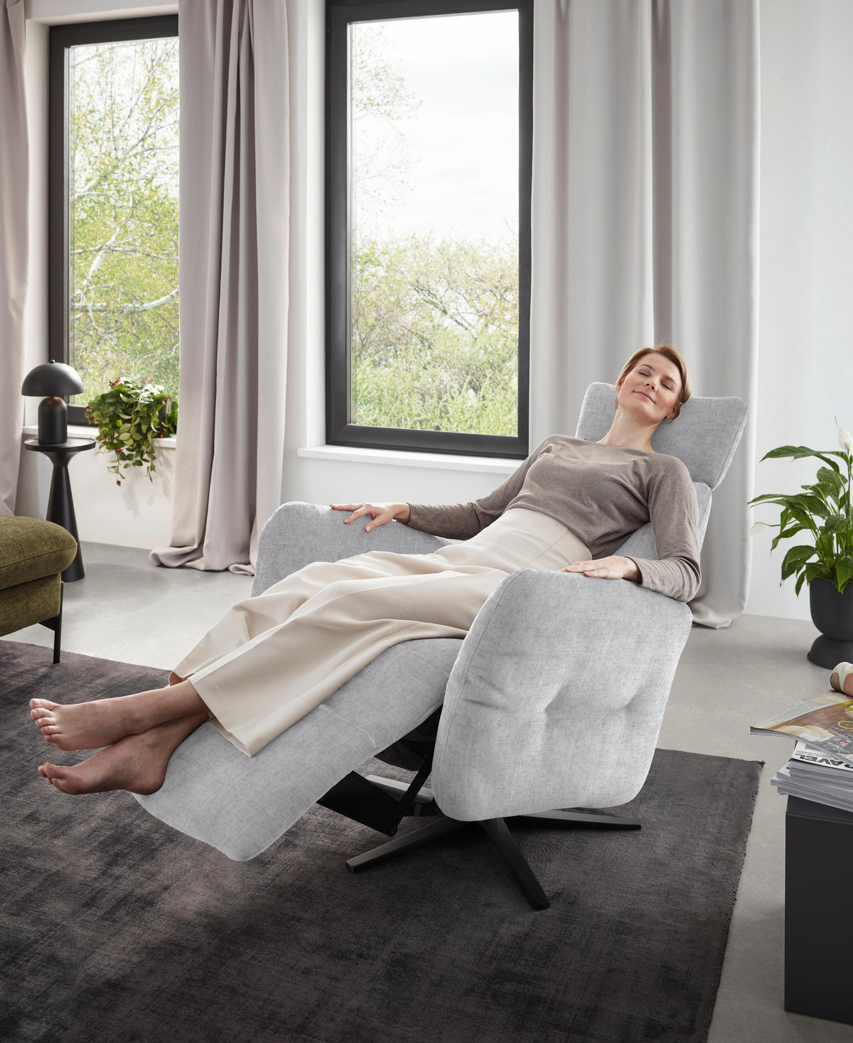RELAXSESSEL in Textil Hellgrau  - Hellgrau/Schwarz, Design, Textil/Metall (78/113/90cm) - Dieter Knoll