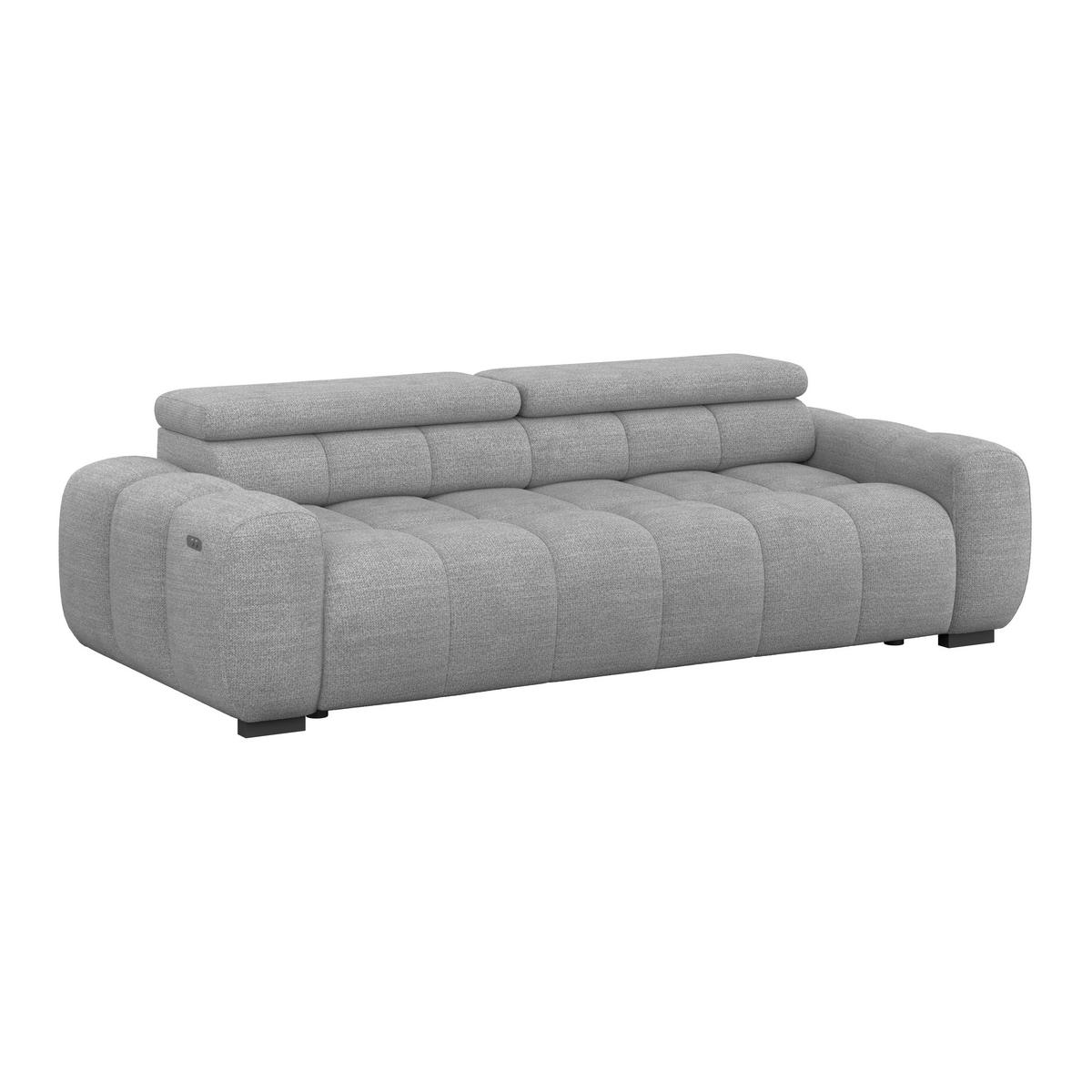 BIGSOFA inkl. mot. Funktion Webstoff Grau  - Schwarz/Grau, Design, Kunststoff/Textil (248/77-97/108cm) - Welnova