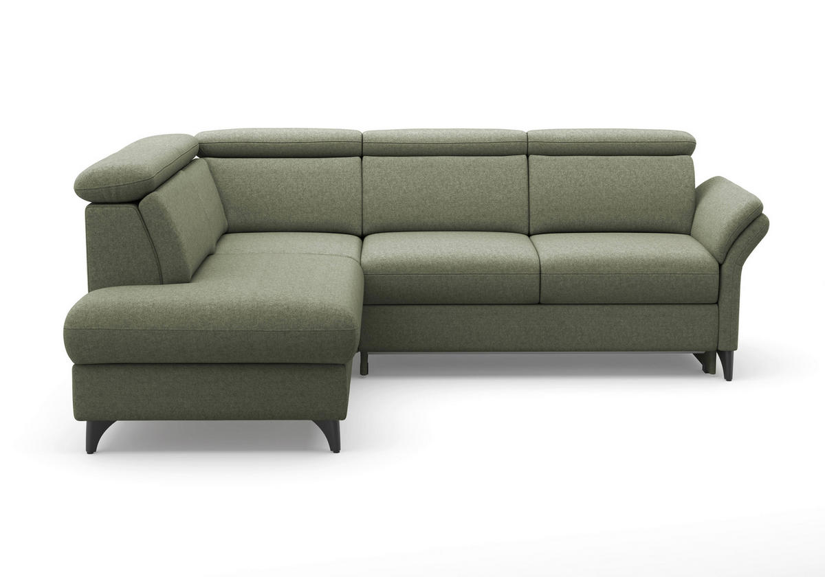 ECKSOFA GLENDALE E Olivgrün Flachgewebe  - Schwarz/Olivgrün, KONVENTIONELL, Textil/Metall (193/247cm) - Sit & More