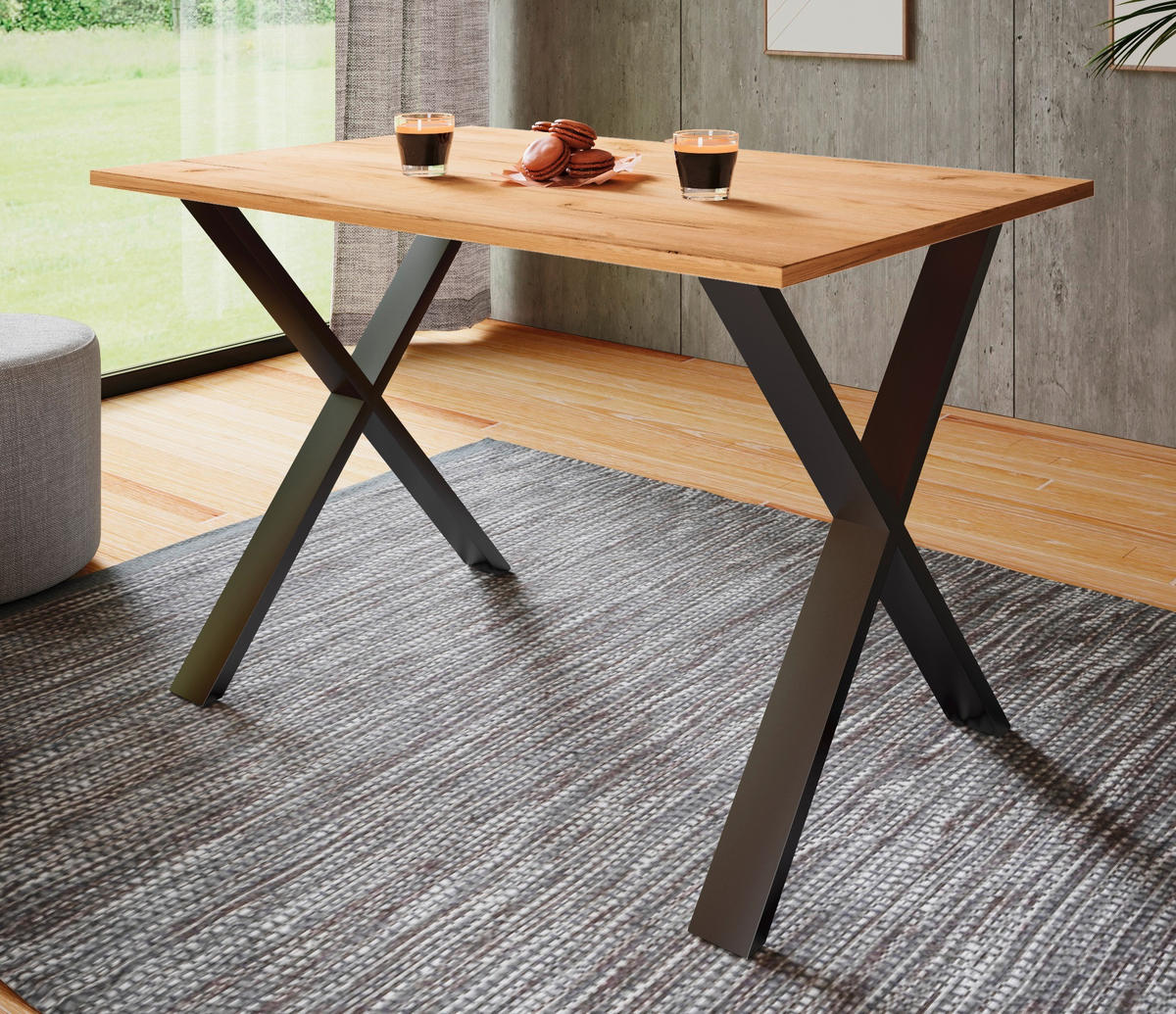SCHREIBTISCH 160/80/76 cm  in Schwarz, Honigeiche  - Honigeiche/Schwarz, Design (160/80/76cm) - MID.YOU