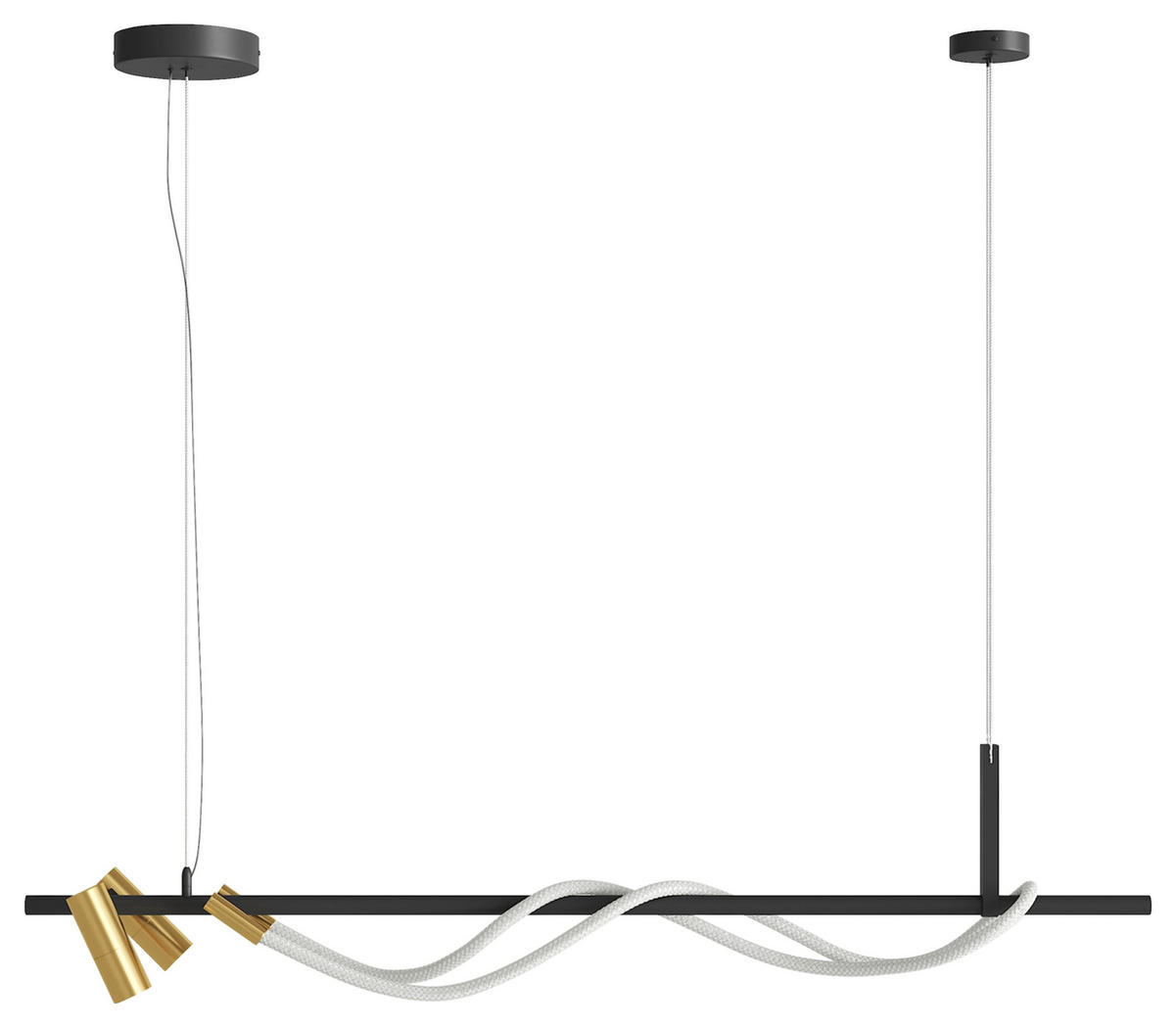 VISIACE SVIETIDLO, 18/150/140 cm - čierna/zlatá, Basics, kov/plast (18/150/140cm) - MAYTONI