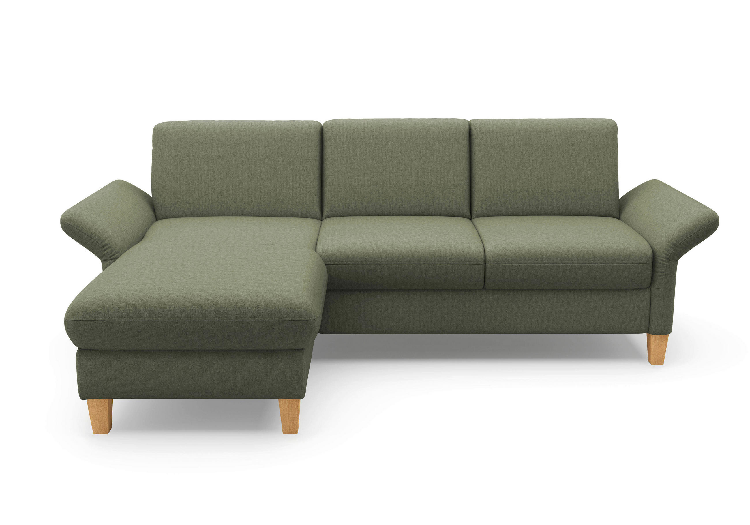 ECKSOFA ROCHELLE E Olivgrün Flachgewebe  - Eichefarben/Olivgrün, KONVENTIONELL, Holz/Textil (164/251cm) - Sit & More