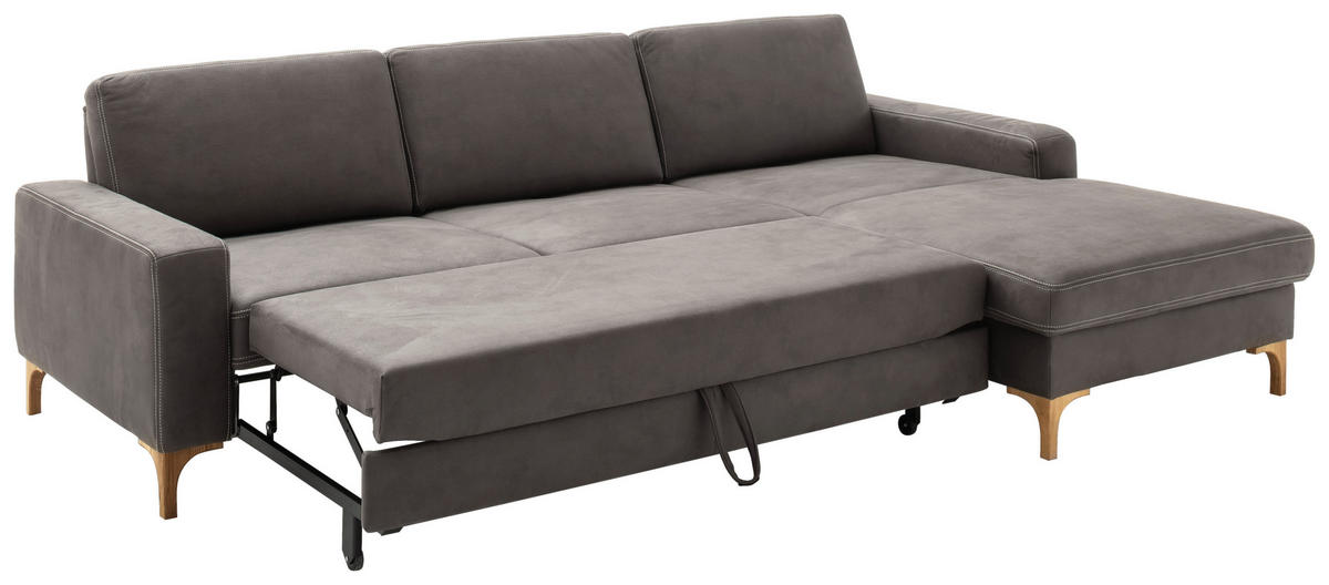ECKSOFA in Mikrofaser Anthrazit  - Anthrazit/Beige, Design, Holz/Textil (185/276cm) - Pure Home Lifestyle