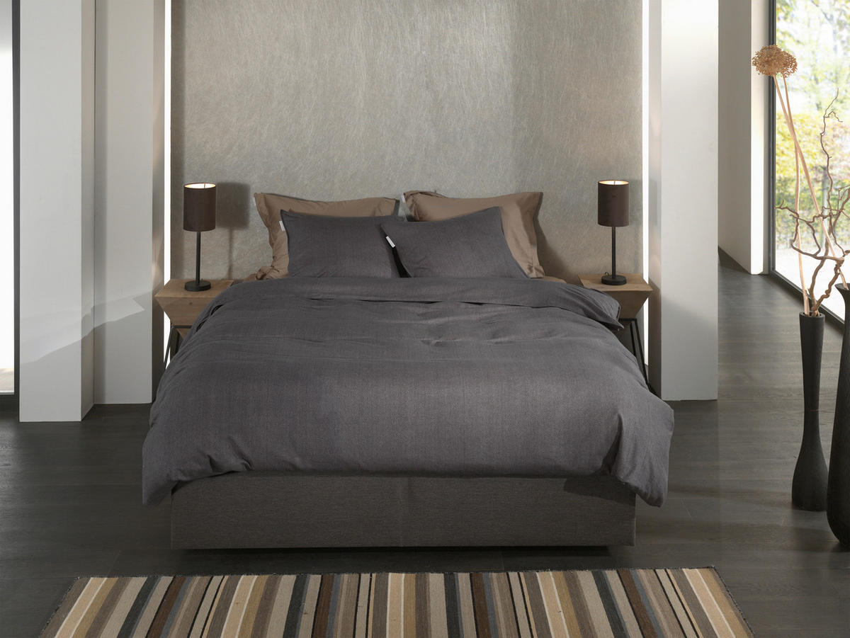 BETTWÄSCHE Spina Flanell 155/220 cm  - Dunkelgrau, Basics, Textil (155/220cm)