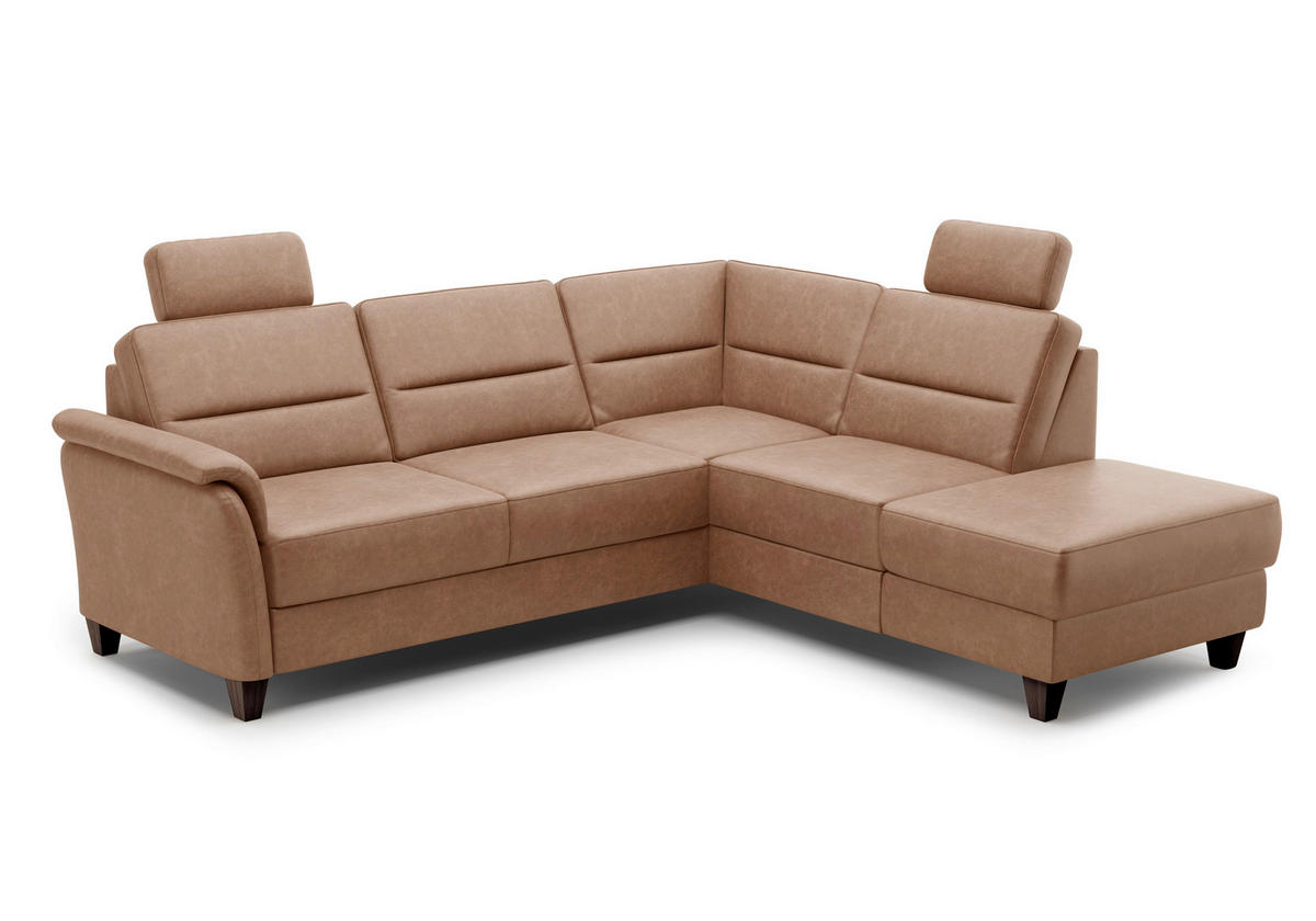 ECKSOFA PALMERA V Cognac Mikrofaser  - Wengefarben/Cognac, KONVENTIONELL, Holz/Textil (236/212cm) - Sit & More