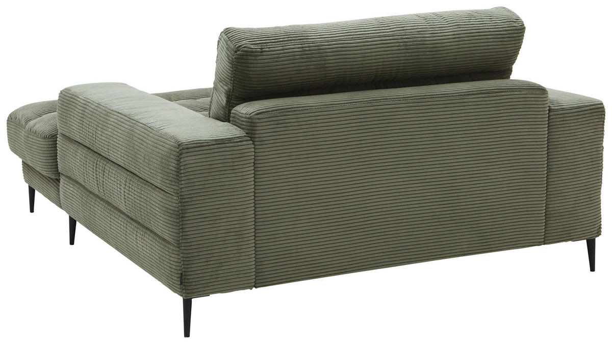 RÉCAMIERE Grün Cord  inkl. Rücken echt  - Schwarz/Grün, Design, Textil/Metall (150/83/177cm) - Dieter Knoll