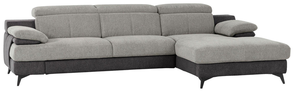 ECKSOFA in Chenille Hellgrau, Dunkelgrau  - Dunkelgrau/Hellgrau, Design, Textil/Metall (291/80-98/178cm) - Livetastic