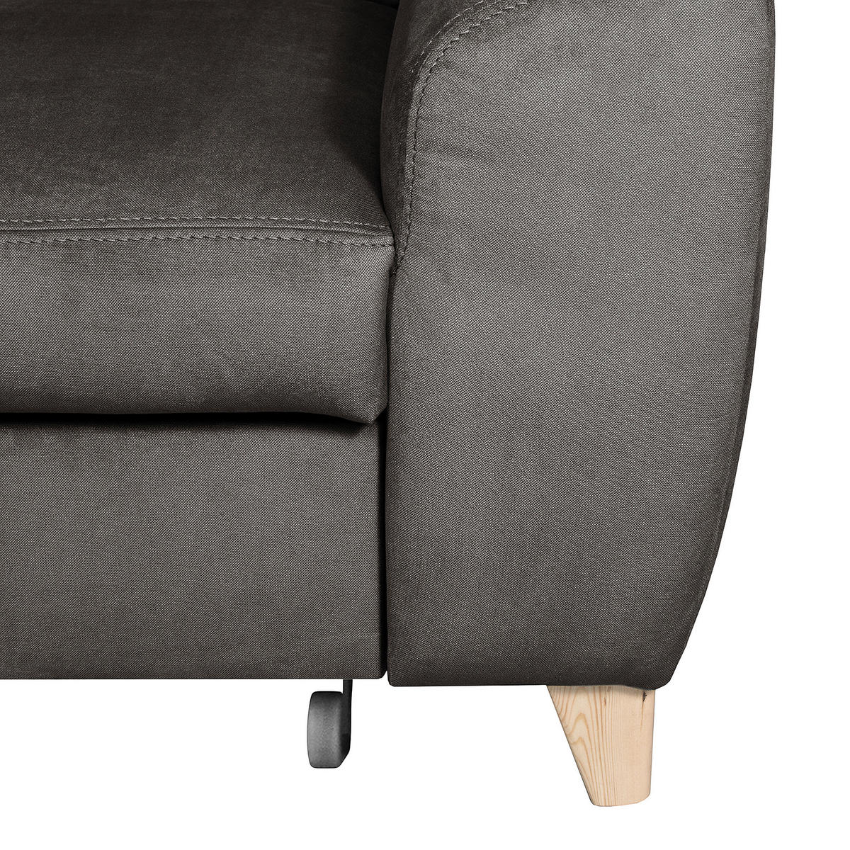 ECKSOFA in Webstoff Dunkelgrau  - Dunkelgrau/Buchefarben, Design, Holz/Textil (208/245cm) - Livetastic
