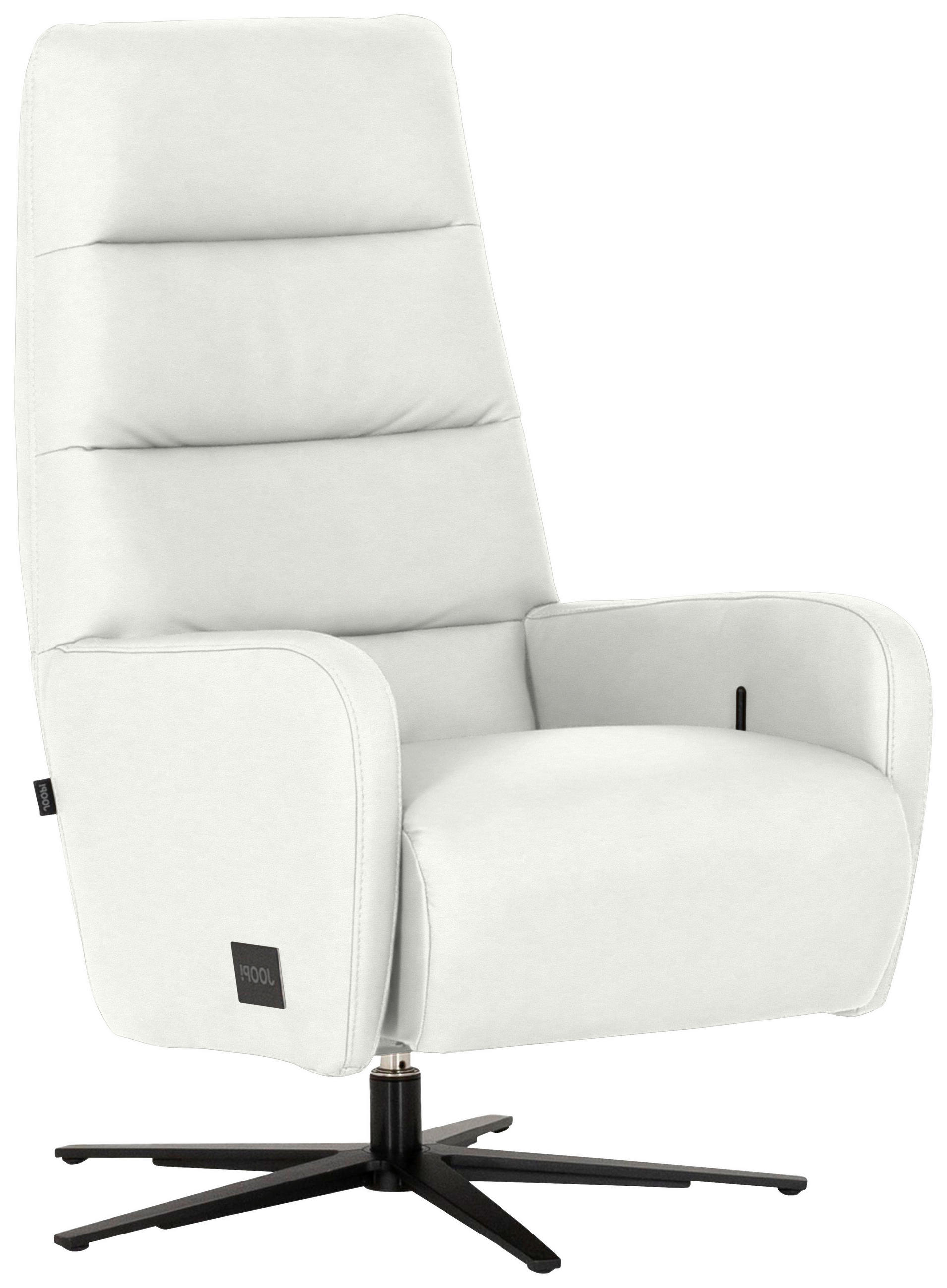 RELAXSESSEL Leder Weiss  - Weiss/Schwarz, Modern, Leder/Metall (66/110/83cm) - Joop!