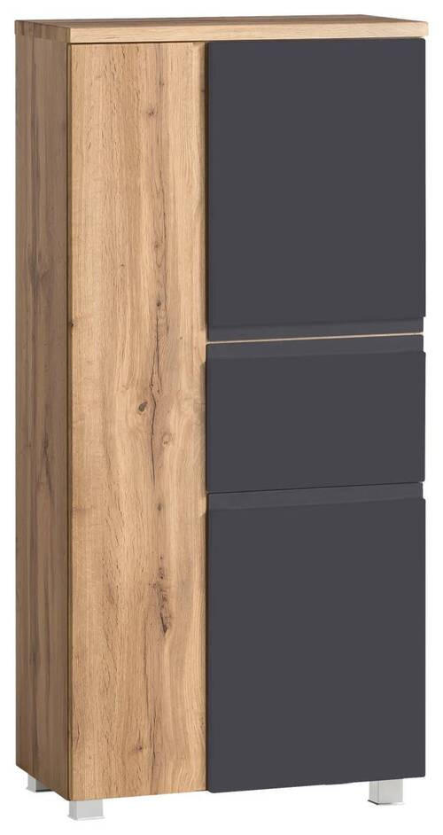 MIDISCHRANK 65/130/35 cm  - Silberfarben/Eiche Wotan, Modern, Holzwerkstoff/Kunststoff (65/130/35cm) - Held