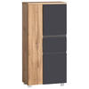 MIDISCHRANK 65/130/35 cm  - Silberfarben/Eiche Wotan, Modern, Holzwerkstoff/Kunststoff (65/130/35cm) - Held