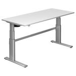 SCHREIBTISCH 180/80/66-130 cm  in Silberfarben, Weiß  - Silberfarben/Weiß, Design, Holzwerkstoff/Metall (180/80/66-130cm) - Venda