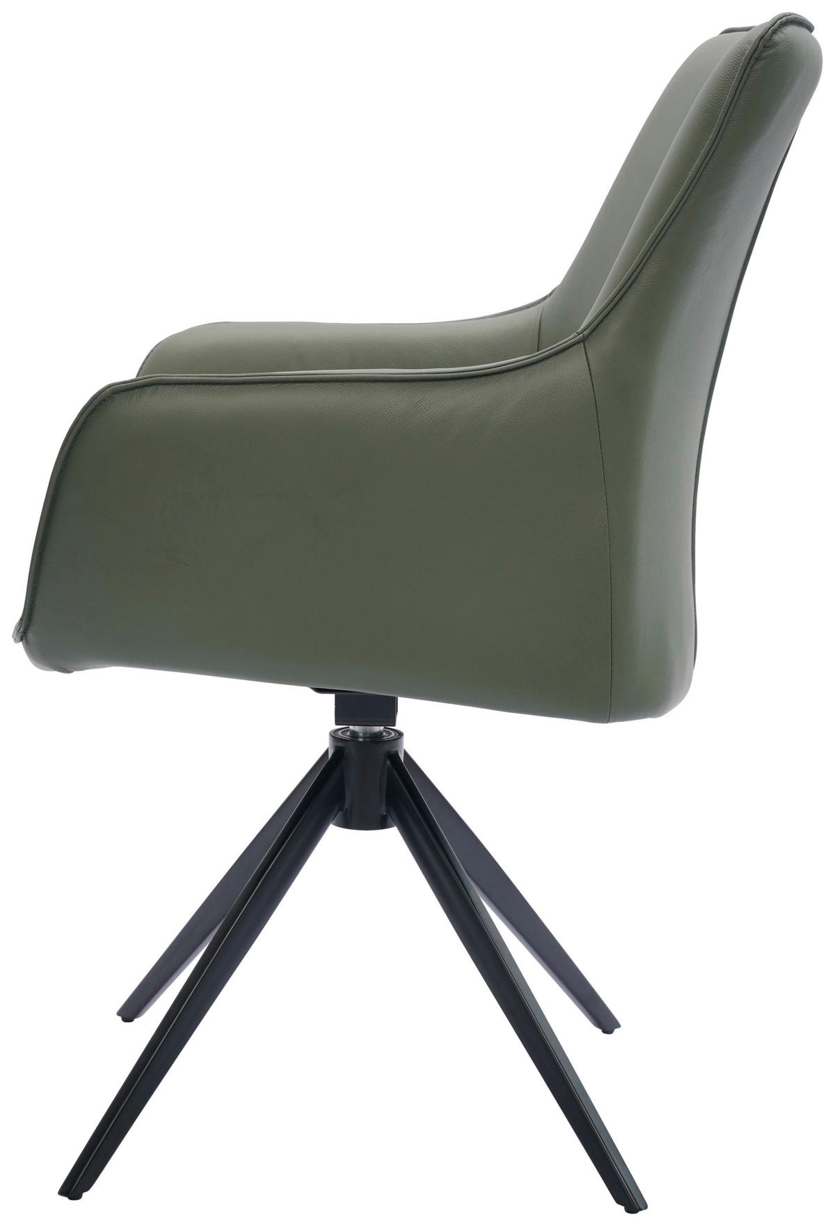 STOLICA S NASLONOM ZA RUKE  zelena, crna  metal, koža      - zelena/crna, Design, koža/metal (64/87/60cm) - Novel