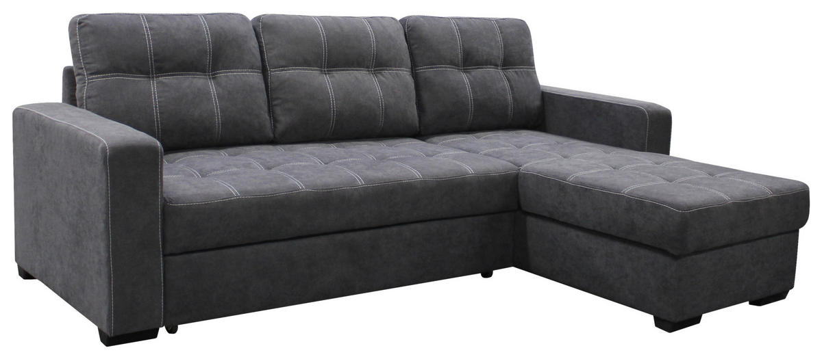 ECKSOFA in Mikrofaser Dunkelgrau  - Weiss/Dunkelgrau, Design, Kunststoff/Textil (240/160cm) - Livetastic