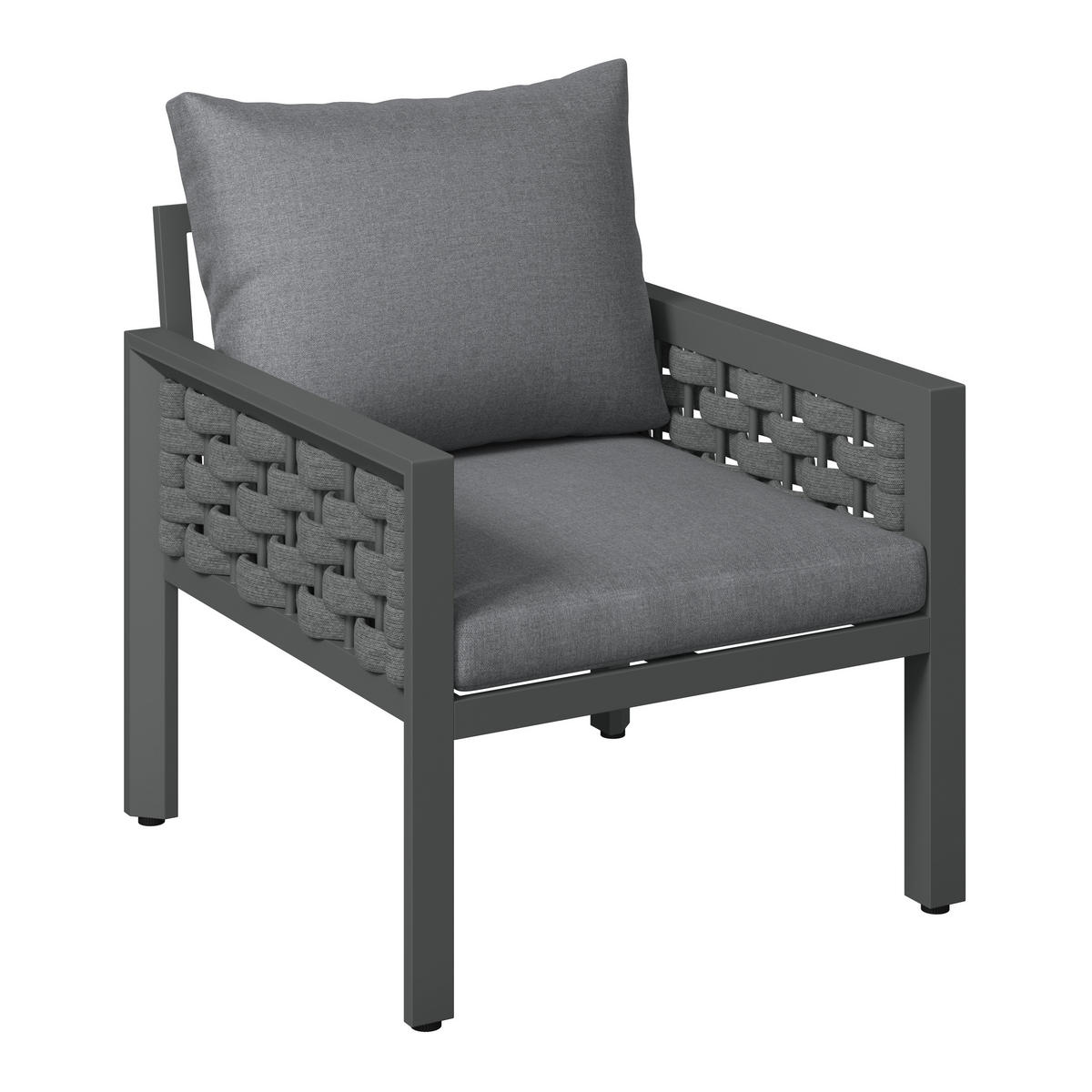 LOUNGEGARNITUR 4-teilig   290/73/153 cm Stahl  - Dunkelgrau/Grau, MODERN, Kunststoff/Textil (290/73/153cm) - Ambia Garden