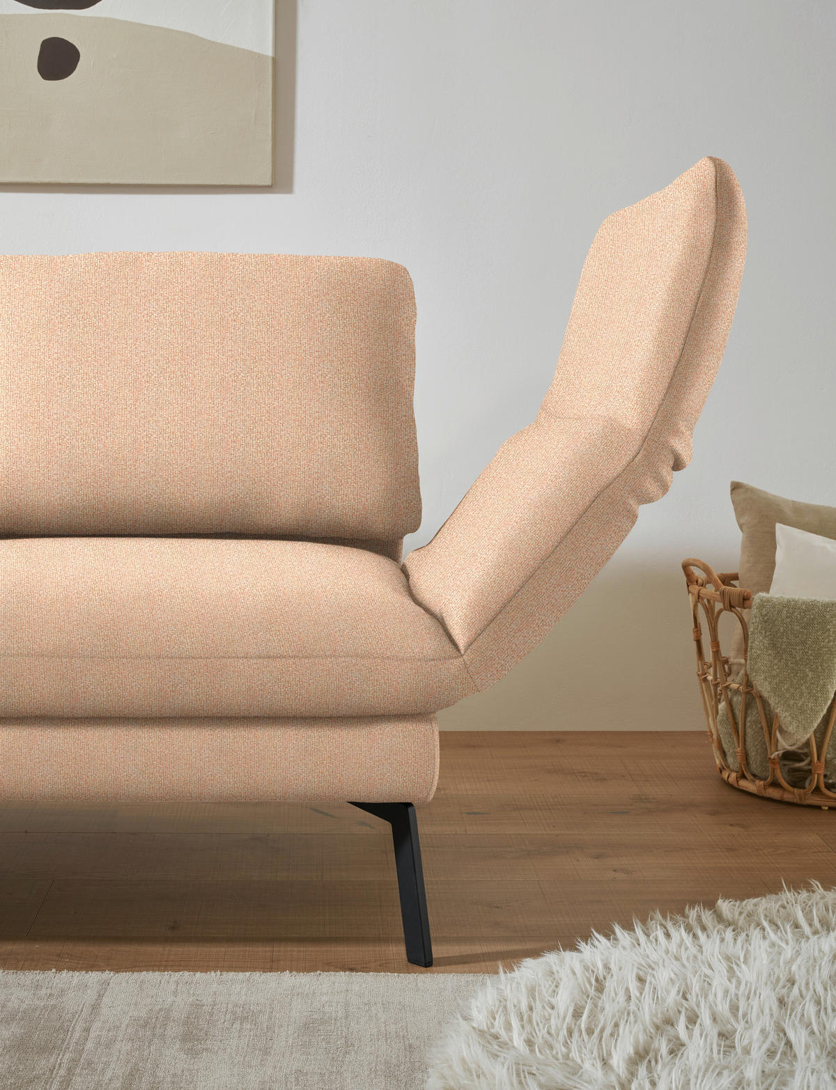 ECKSOFA  in Flachgewebe Lachsfarben  175-224/255-365 cm  - Schwarz/Lachsfarben, Design, Textil/Metall (175-224/255-365cm) - Dieter Knoll