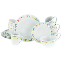 KOMBISERVICE 16-teilig 4 Personen Multicolor Happy Birthday  - Multicolor, Basics, Keramik - Creatable