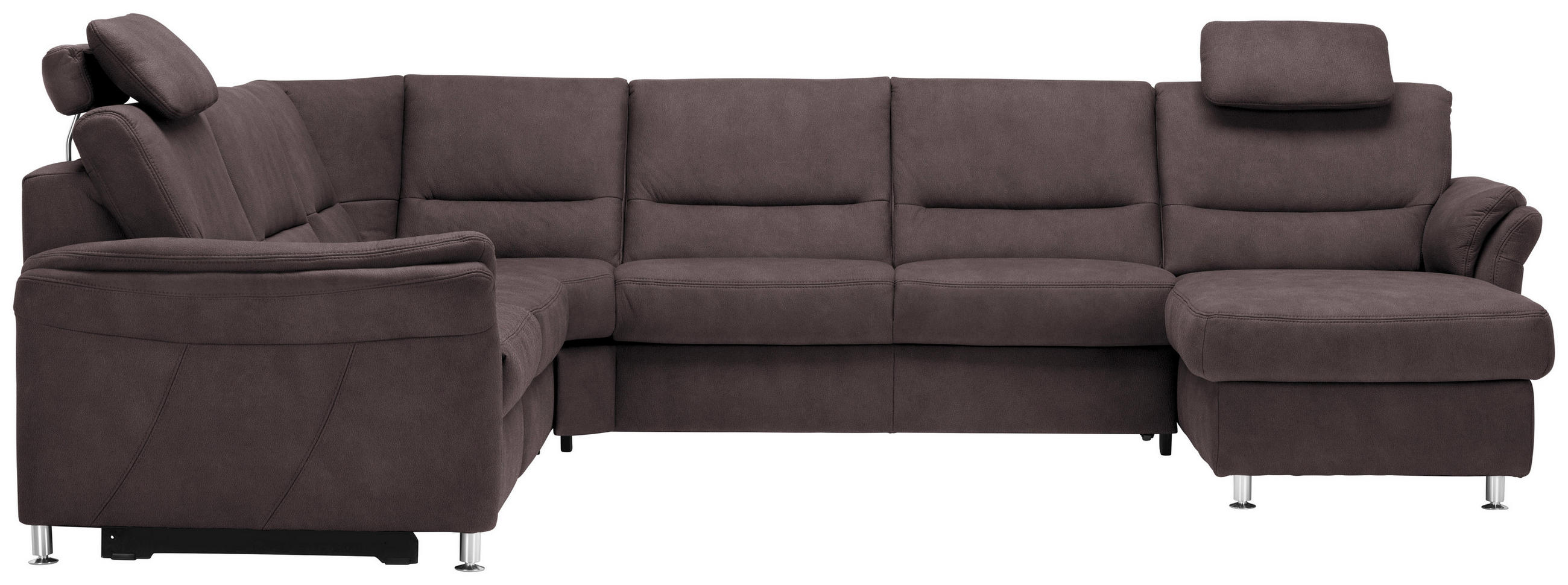 SOFFA i mikrofiber gråbrun  - gråbrun/aluminiumfärg, Klassisk, metall/textil (262/335/173cm) - Beldomo System