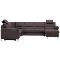 WOHNLANDSCHAFT in Mikrofaser Graubraun  - Graubraun/Alufarben, KONVENTIONELL, Textil/Metall (262/335/173cm) - Beldomo System