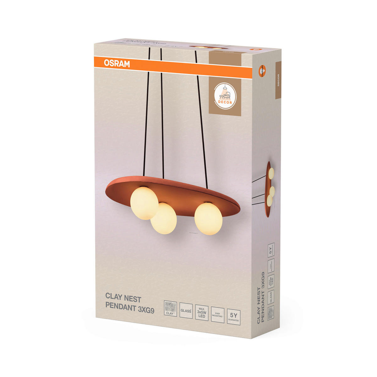 HÄNGELEUCHTE 50/38.5/150 cm  - Braun, Basics, Glas/Stein (50/38.5/150cm) - Osram