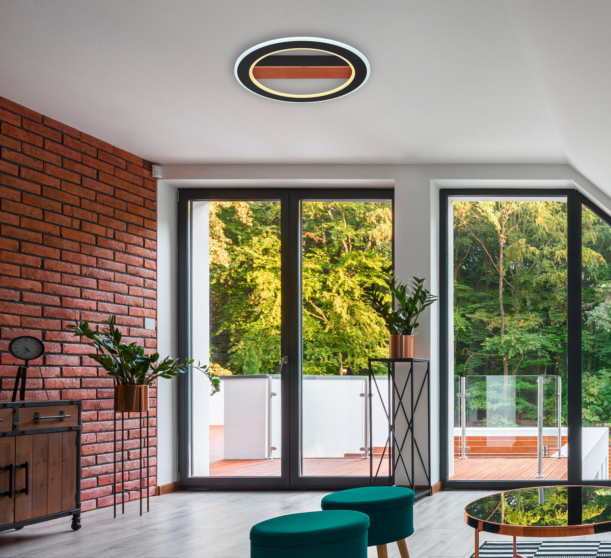 STROPNA LED-SVETILKA   //3000, 6500 K/230 V/ - črna/temno rjava, Basics, kovina/umetna masa (45/5,5cm) - Globo