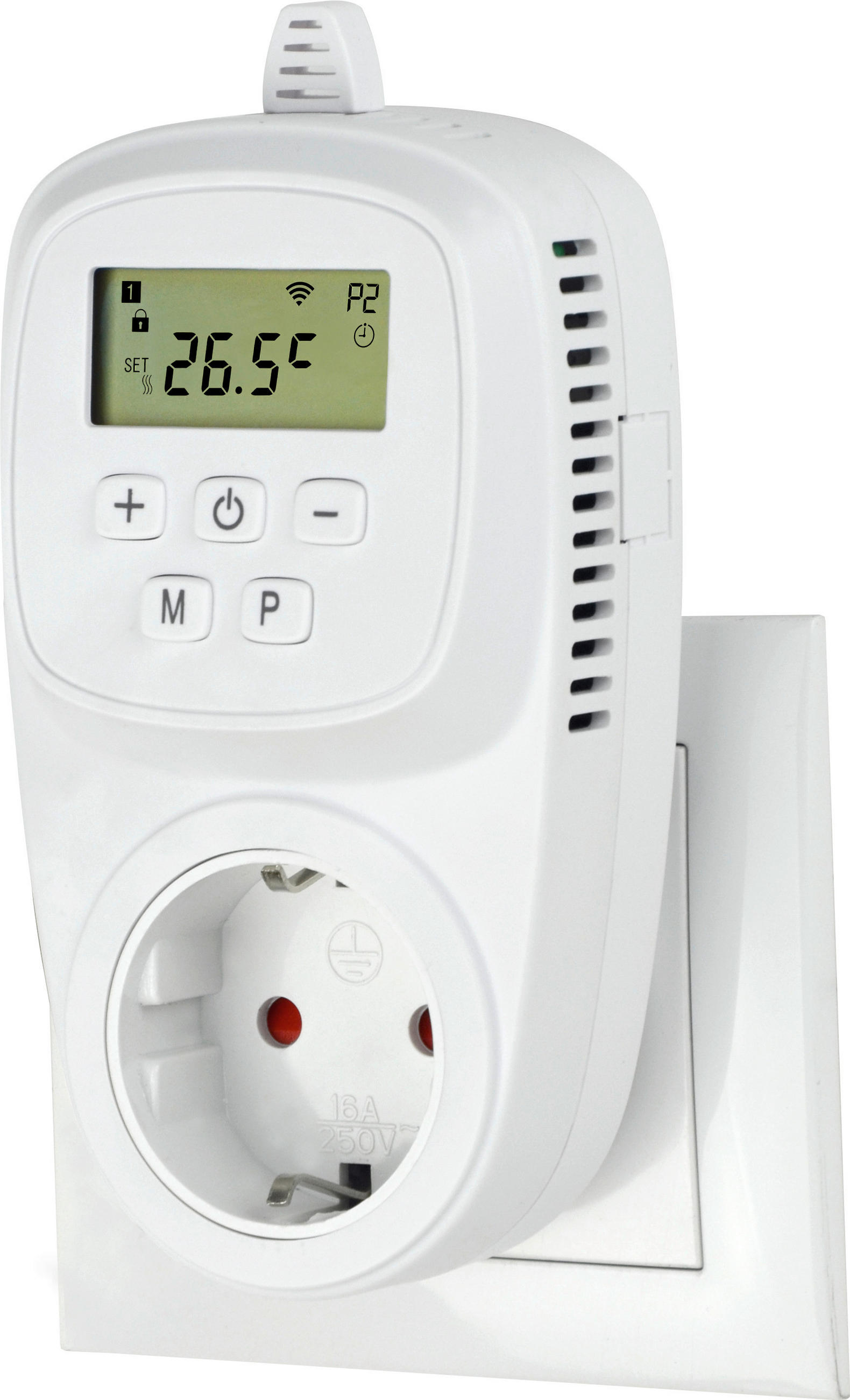 STECKDOSENTHERMOSTAT - Weiß, Basics, Kunststoff (14cm)